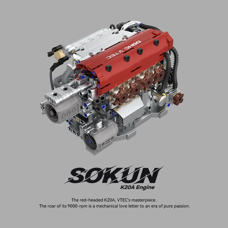 POWERBLOCK 907PCS Inline 4 Cylinder K20A Engine Model Building Blocks Kit Mechanical Assembly Toy Gift Adults/Kid Gift PB8860 - view 3