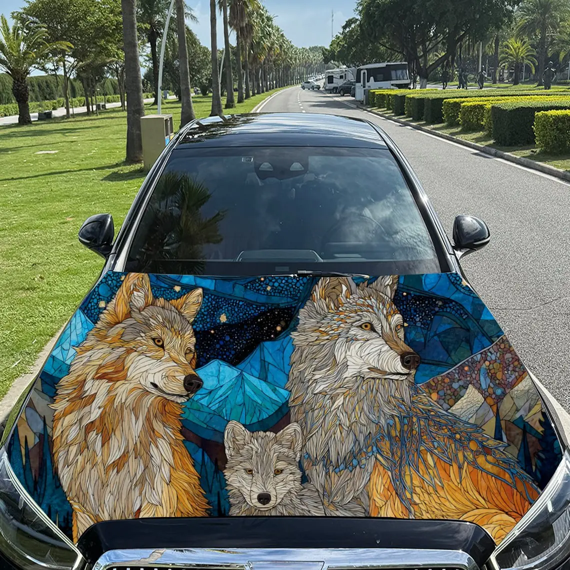 

Artistic Brown - Hued Abstract Car Hood Stickers - Self-Adhesive, Waterproof and Durable Vinyl Wrap, Decorate And Protect Your C