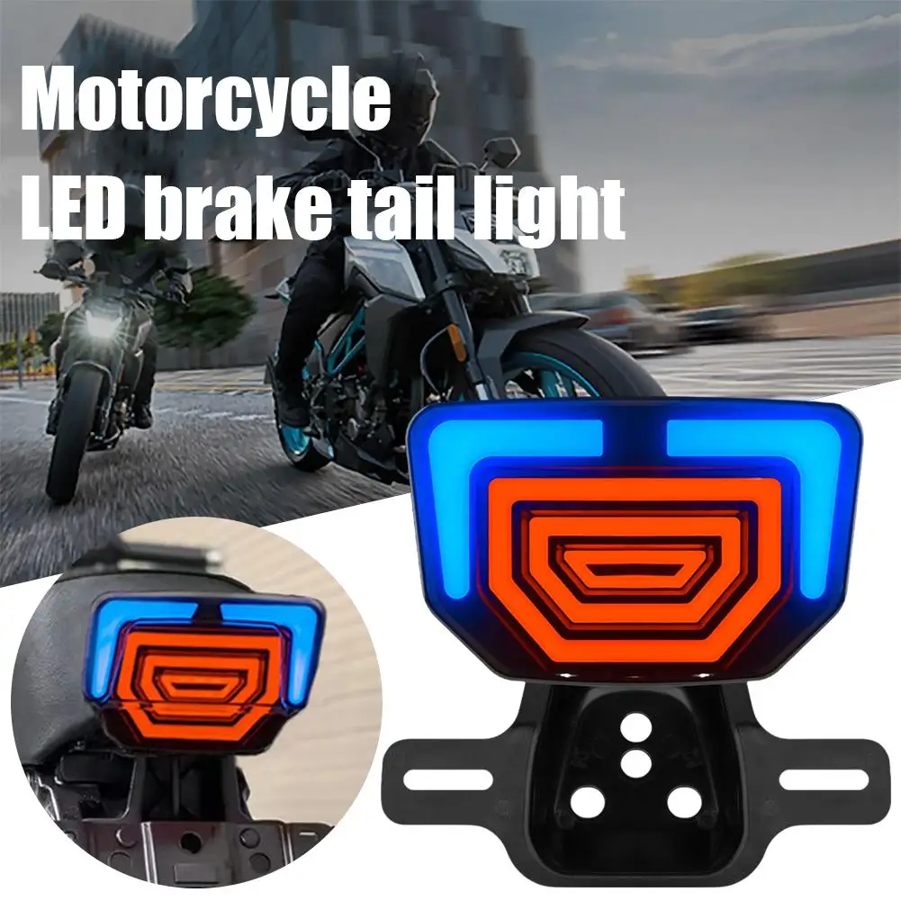 Motorcycle LED Tail Lights With Bracket For Suzuki GN125 125CC Driving Brake Lamp Red Amber Turn Signal Light Flashing Ligh T4P7