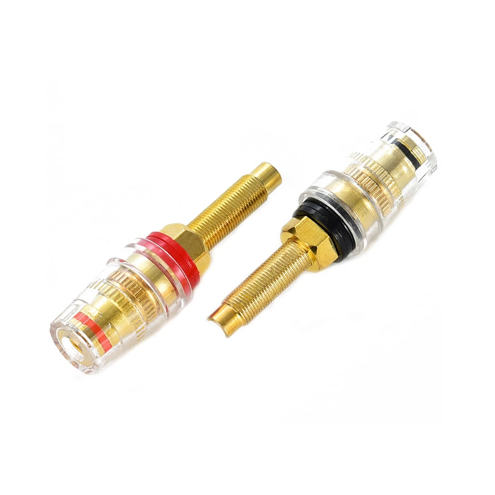 

2PCS Brass Lengthen Post Terminal Blocks High Current Terminals Banana Plug Connector for Speaker Amplifier Red Black