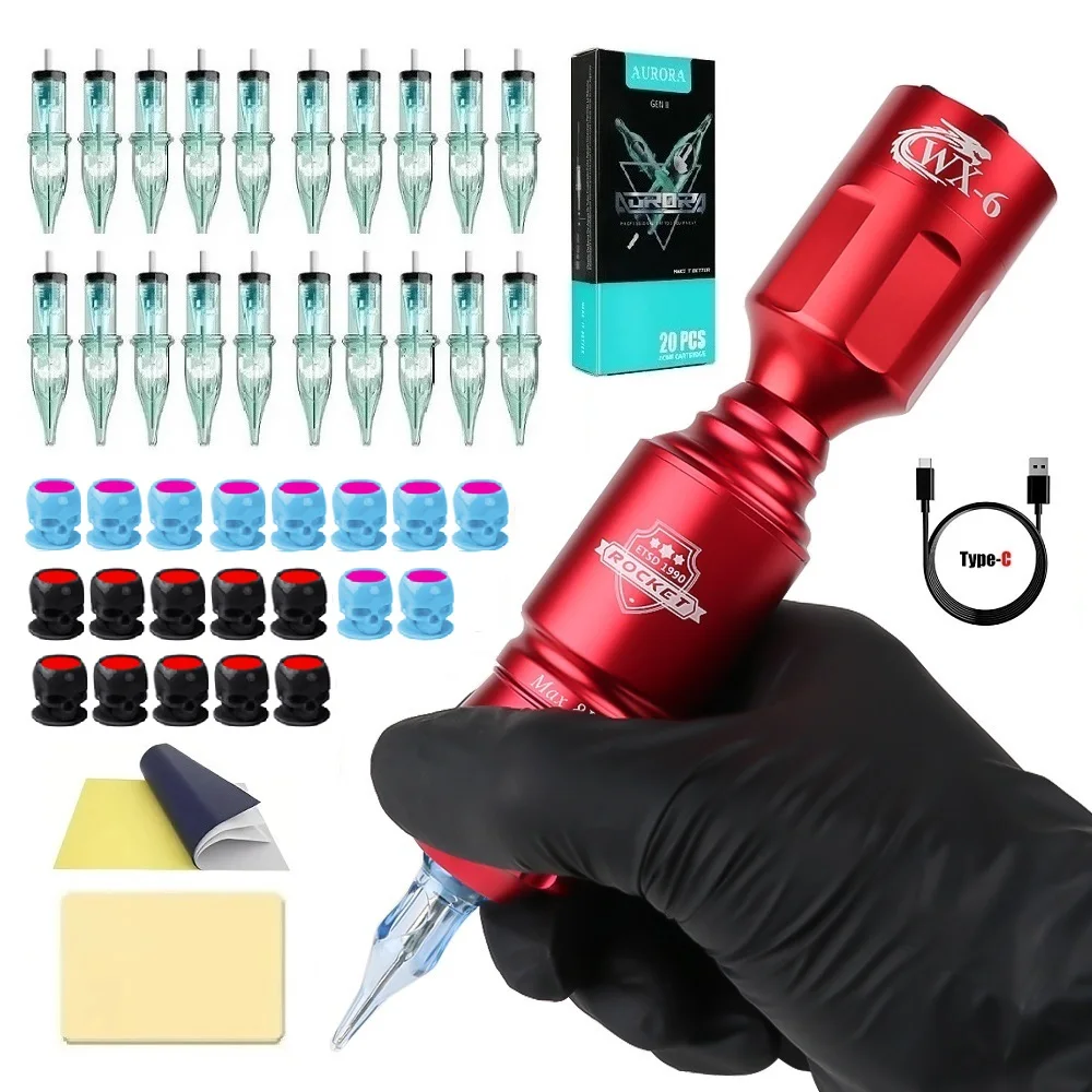 

Профессиональный набор для татуировки, полная роторная тату-машинка, ручка с 20 шт., набор игл для перманентного боди-арта для начинающих