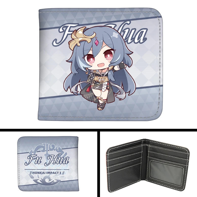 Game Honkai Impact 3 Elysia Seele Kiana Kaslana Fu Hua Cosplay Coin Purse PU Folding Wallet Card Holdr Billfold Student Gift