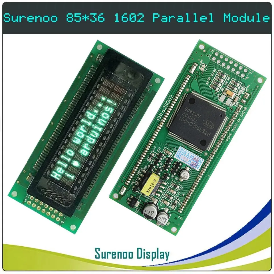 Surenoo 85.00*36.00 SAMSUNG 8-Bit Parallel IIC I2C 1602 162 16X2 VFD Display LCD Module Screen Panel 16T202DA1J