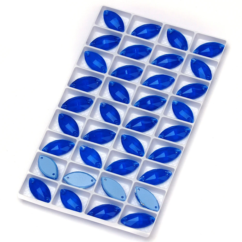 Pubrilex Navette Aufnähbare Strasssteine Bunte Glas-Glitzersteine mit Facettenschliff für Eiskunstlauf, Gymnastikanzüge und Kleidungszubehör – Detail 6