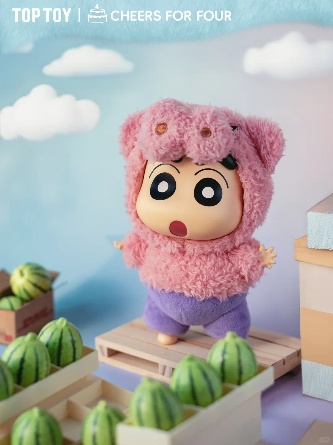 Original Toptoy Crayon Shin-Chan กล่องตาบอด Play Party Series ตุ๊กตาไวนิลอินเทรนด์ของเล่นอะนิเมะ Action Figure เครื่องประดับของขวัญที่กําหนดเอง