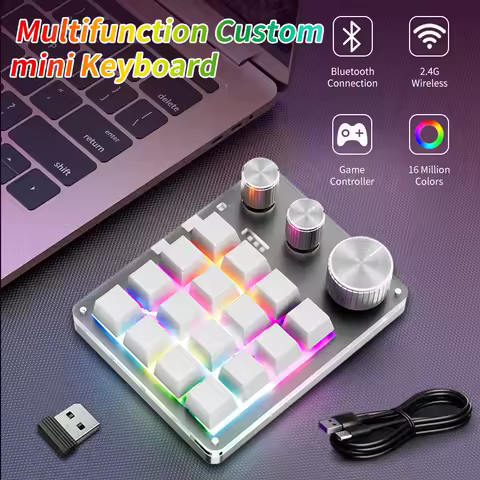 16 Keys 3 Knob Macro Custom Mini Keyboard Bluetooth Programming DIY Mechanical Macropad Gaming Drawing Switch Hot-swap Keypad