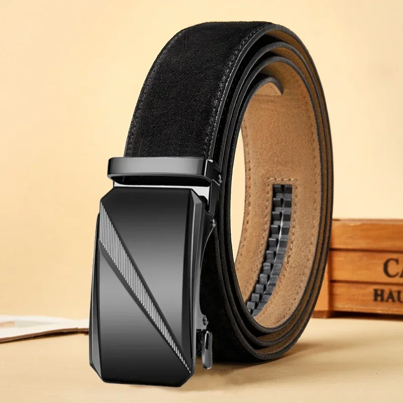 Men's Suede Leather Automatic Buckle Belt, Adjustable