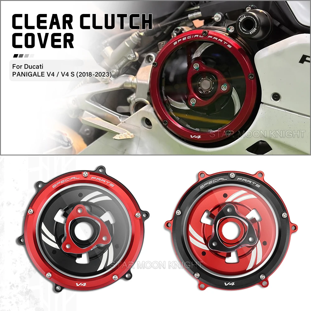 

Racing Engine Clear Clutch Cover Motor Engine Side Waterproof Protection Guard For Ducati Panigale V4 V4s V4 Speciale 2018-2023