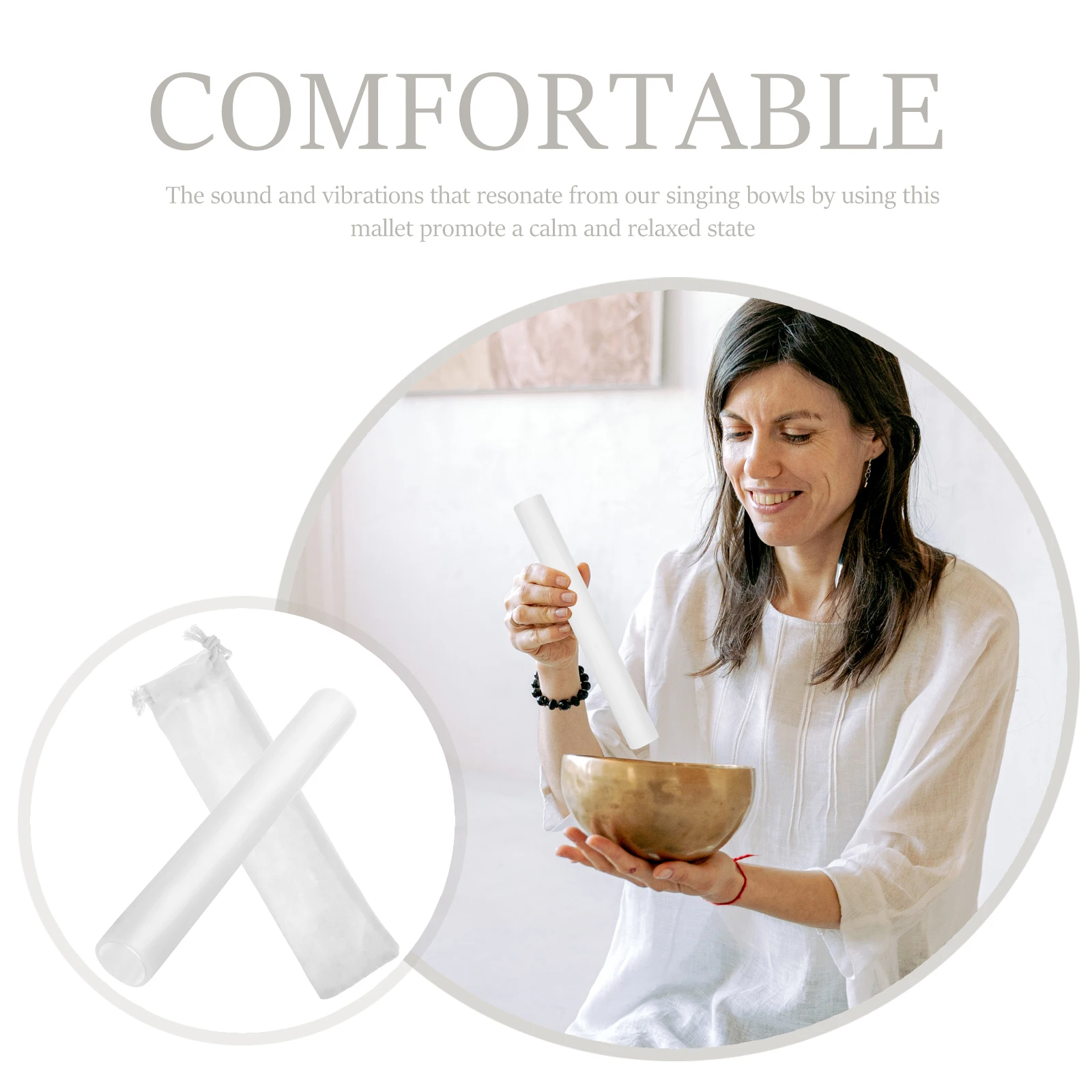 

Premium Acrylic Singing Bowl Mallet Tibetan Buddha Sound Bowl Stick Smooth Durable Meditation Accessory Easy