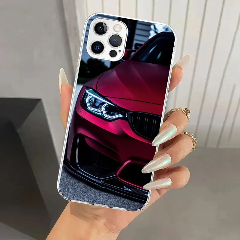 Blue Red Car for B-Bmw Phone Case for Iphone 16 15 14 13 12 Mini 11 Pro Max X XS XR 7 Plus 8 SE 2020 Soft Funda Print Shell