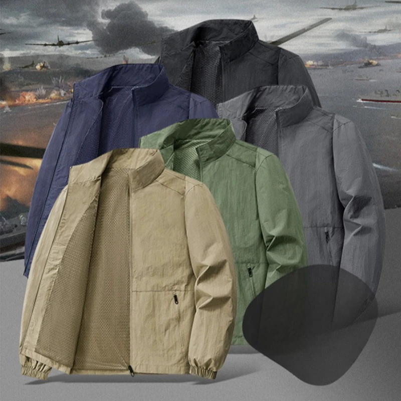 

Мужская куртка для кемпинга и походов, весна-осень 2026, повседневная свободная куртка с воротником-стойкой, молодежная куртка-ветровка