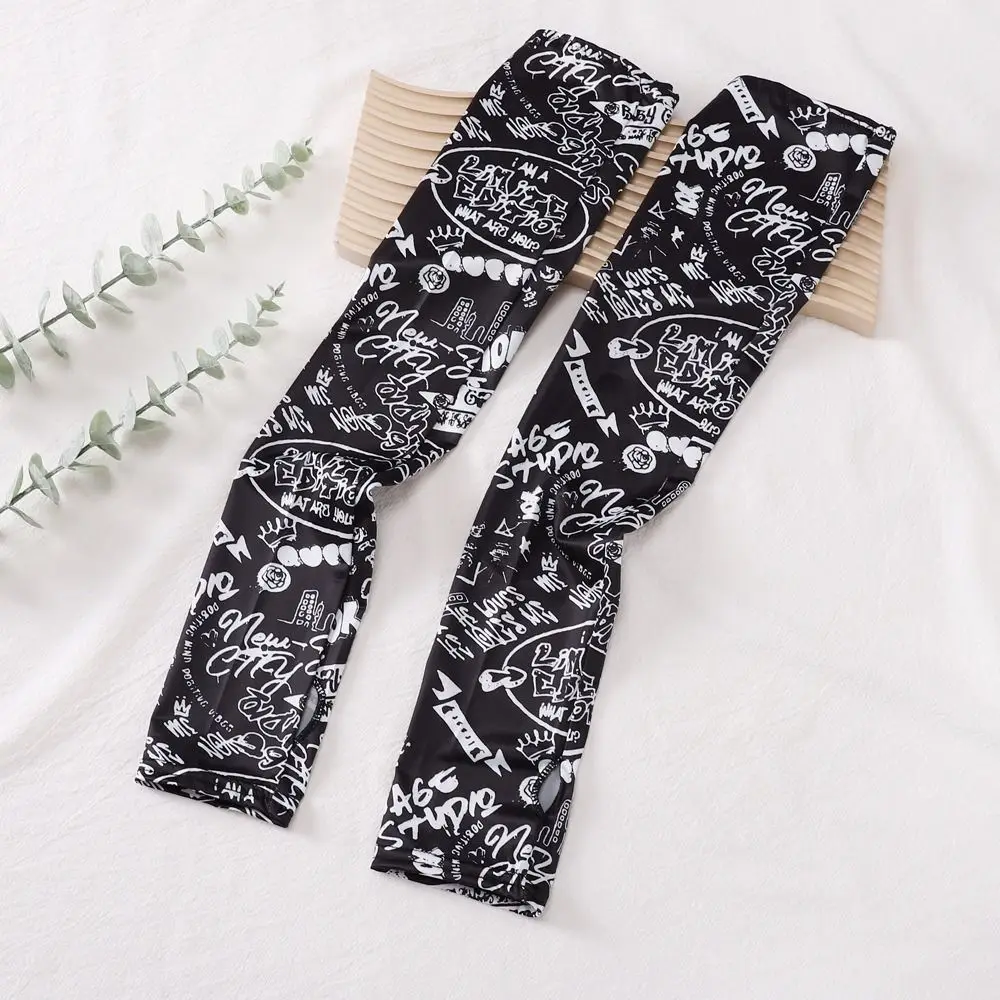 

Fashion Ice Silk Sunscreen Cuff Anti-Slip Cool Down Arm Sleeves UV Protection Long Gloves Running Fishing Cycling