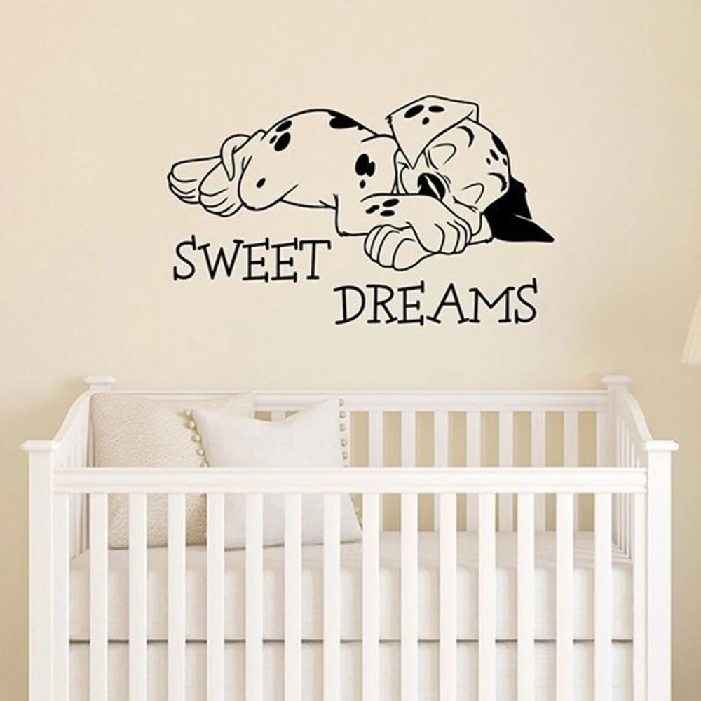 Dalmatian Sweet Dreams Wall Decal Vinyl Sticker Cute Puppy Dog Dalmatians Wall Sticker Kids Room Home Interior Decor Poster A747