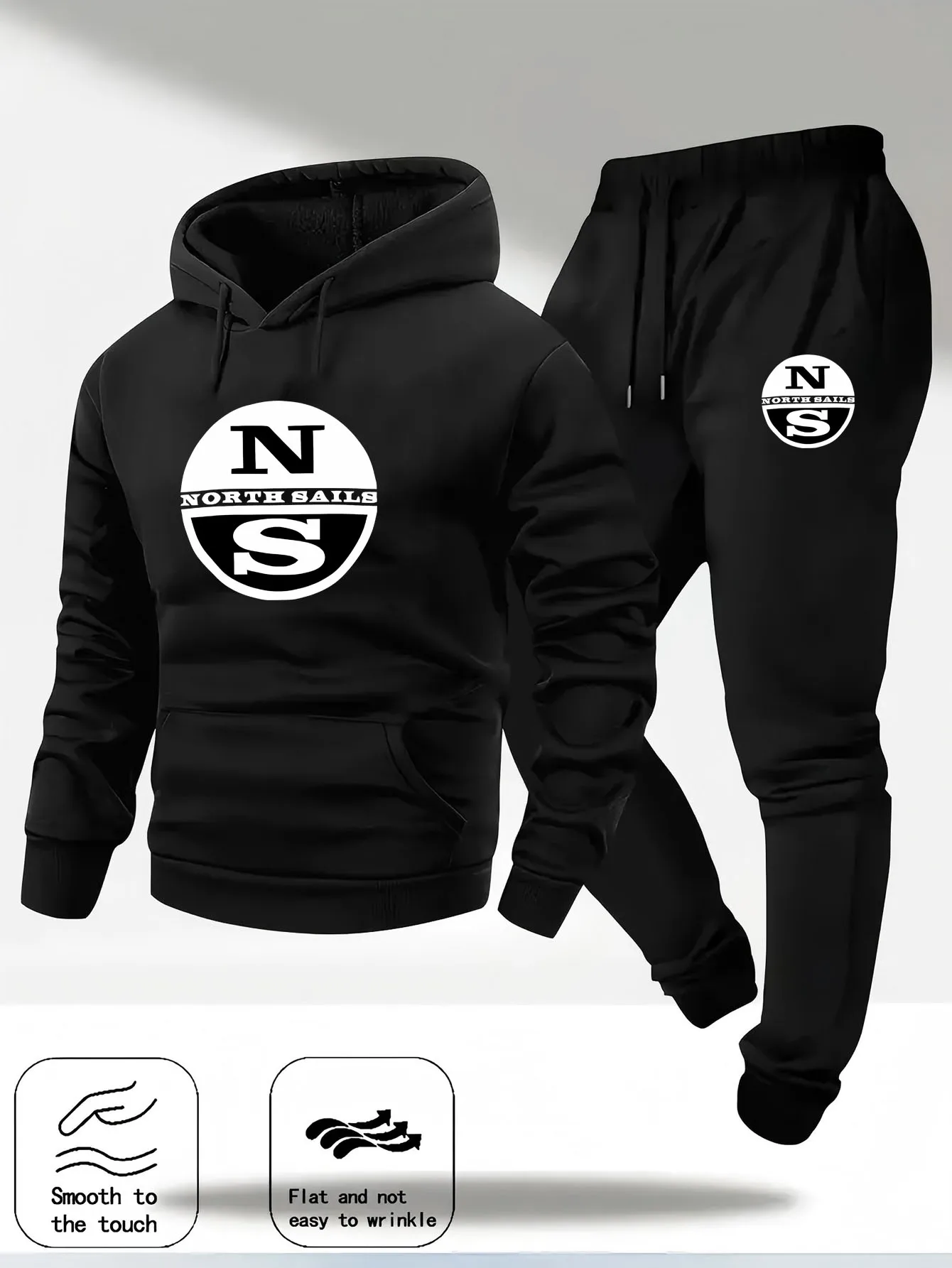 Men's two-piece sweatshirts, lightweight printed sweatshirts, trendy style running training sets, and fashionable fitness sets