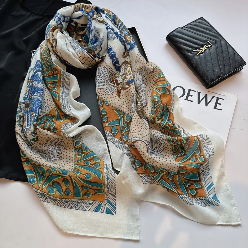 

European and American style gentle and elegant square scarf130cmNew-Conditioned Room Warm Large Shawl Scarf Women in Sum