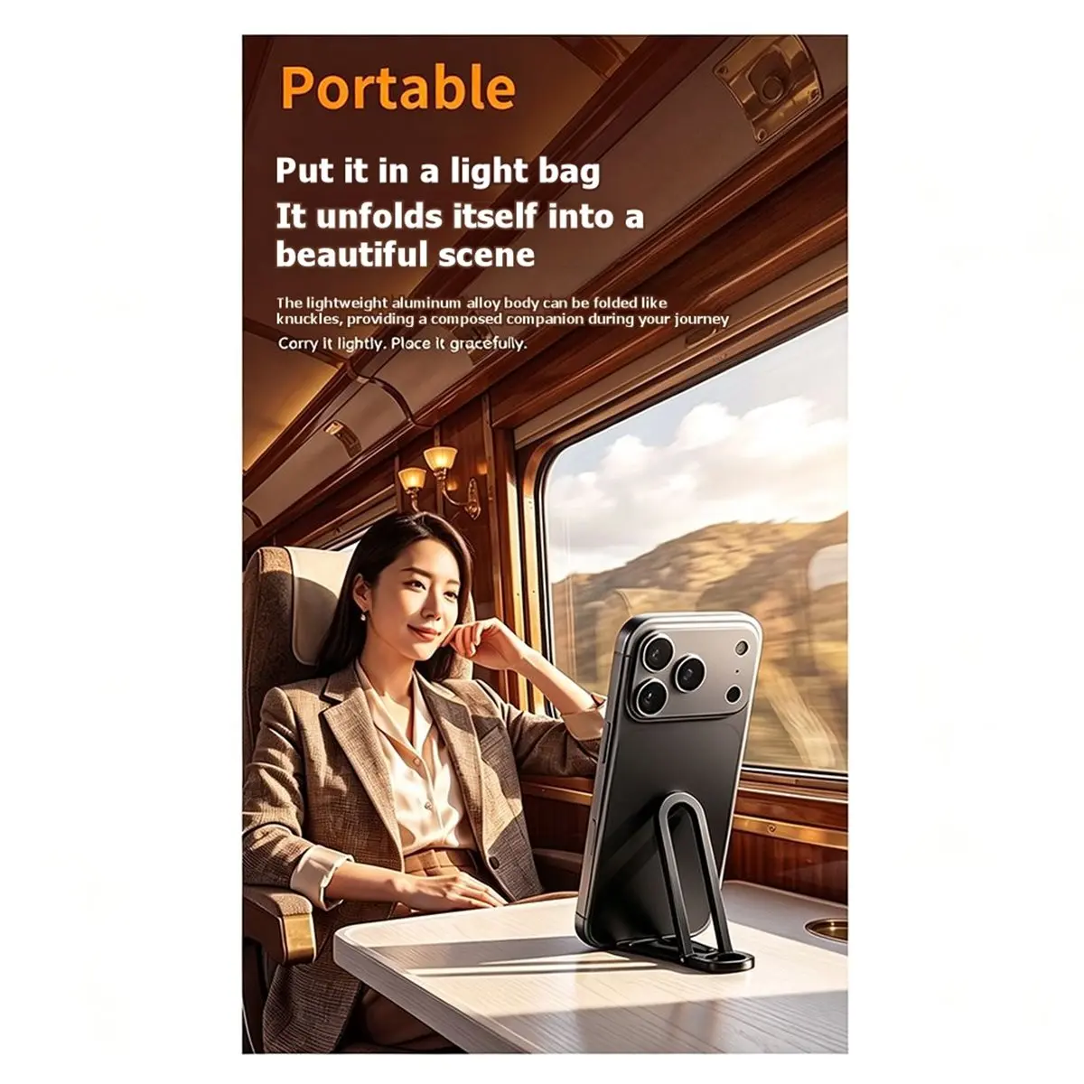 Desktop Folding Portable Keychain Phone Holder Multi-Functional Universal Outdoor Business Travel Phone Holder
