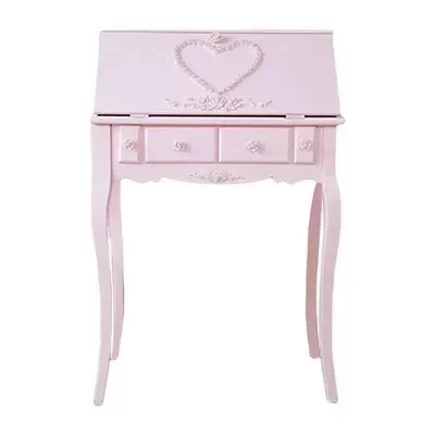 European French Vintage Carved Princess Dressing Table Makeup Table Girl Heart Pink Dressing Table Small Unit Makeup Cabinet