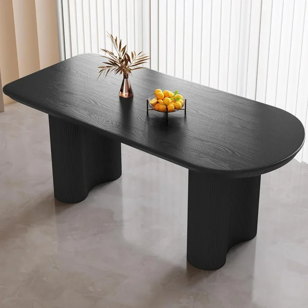 

62.99" Oval Dining Table for 4-8 People | Solid Wood Kitchen Desk & Living Room Console Table