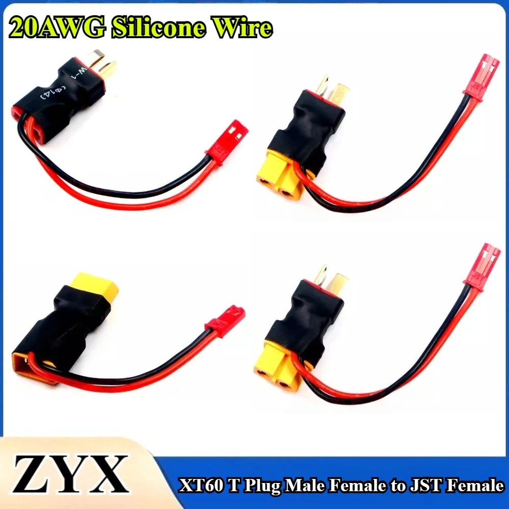 3/5Pcs XT60 T Plug Male Female to JST Female Socket Jack Adapter 20AWG For RC Helicopter Quadcopter LiPo Battery Plug Connector