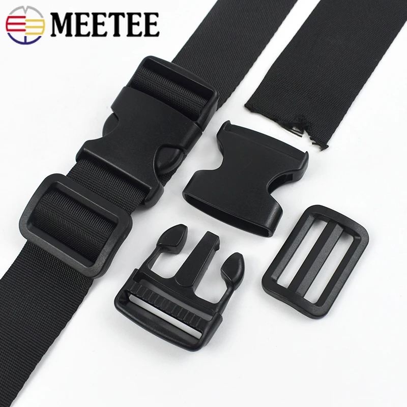 

1-5Sets 20-50mm Nylon Webbing Strap Black Release Buckles Bag Straps Pet Collar Tri-Glide Clip Adjust Clasp DIY Bags Accessories