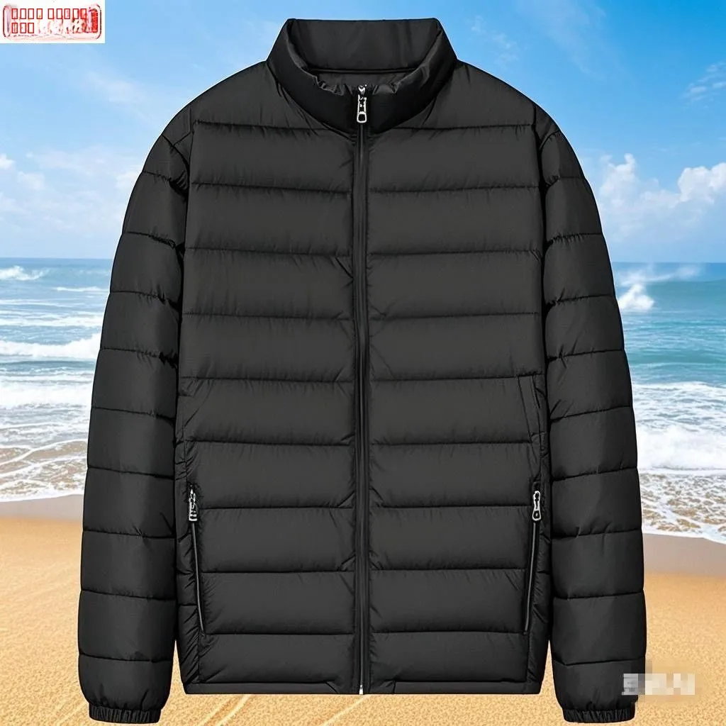 

Thiened Cotton Jaet Men's Winter Windproof down Cotton Outerwear Middle-Aged Dad Sle Non-Hooded Regular Thin