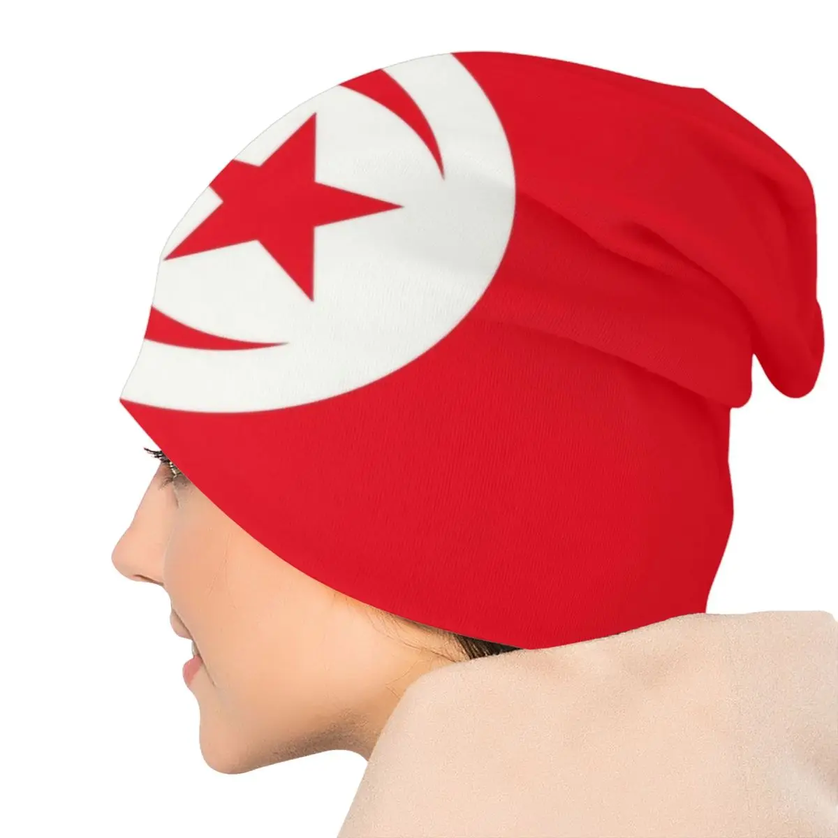 Tunisia Vlag Skullies Mutsen Hiphop Winter Warm Mannen Gebreide Muts Volwassen Unisex Muts Mutsen