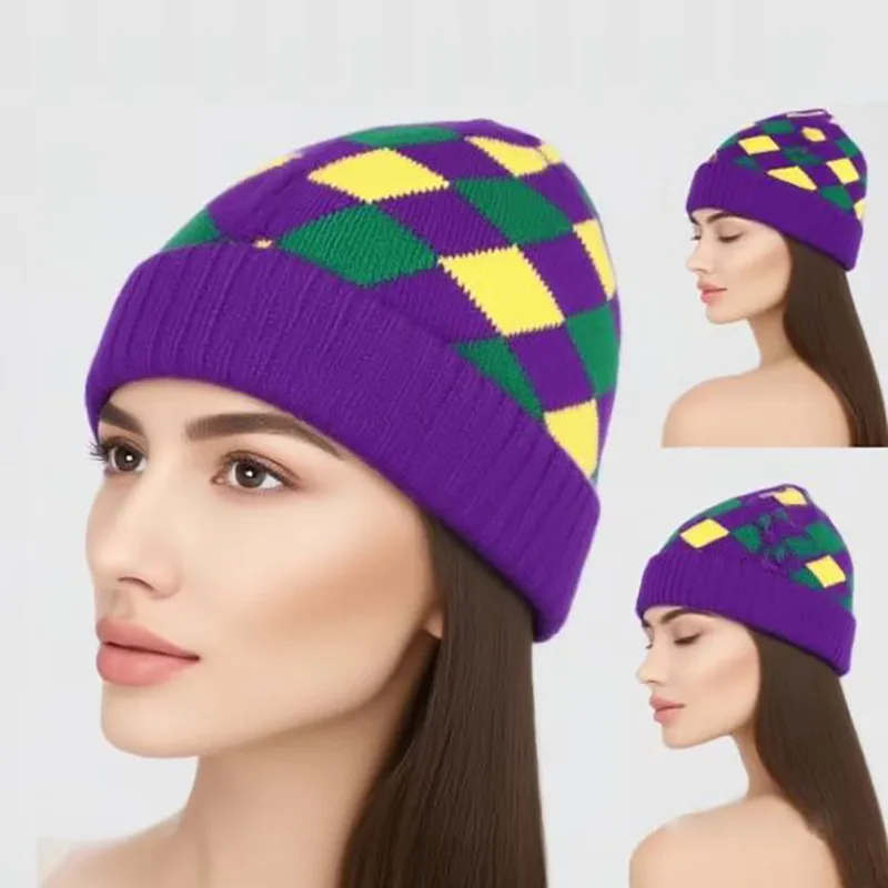 New cross-border autumn and winter knitted hat with carnival elements, fashionable outdoor casual warm wool pullover hat