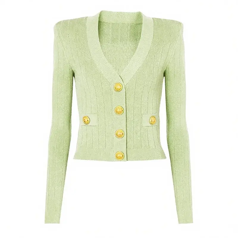 

High Quality 2025 Spring New Women's Fashion Classic Versatile Knitted Sweater Cardigan Elegant Style Long Sleeve Slim Fit Ba...