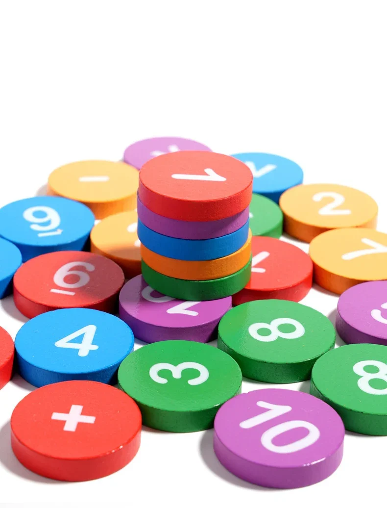 Giocattolo per l'apprendimento dell'opera matematica con carte per domande, allenamento per il pensiero logico matematico in legno, giocattoli puzzle per decomposizione dei numeri