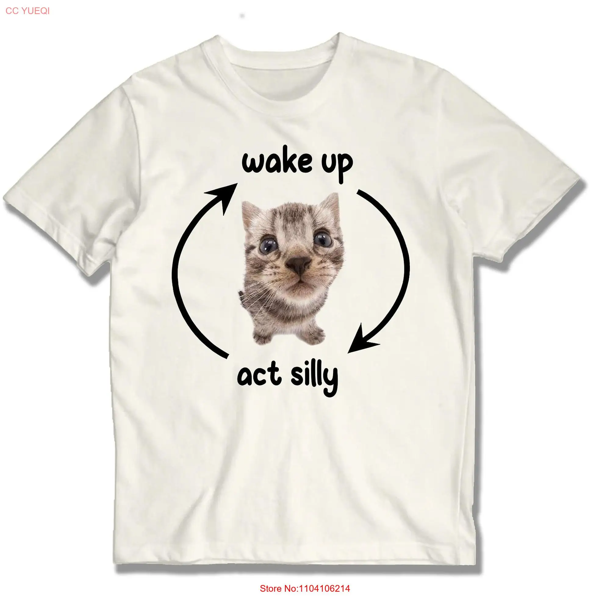 Wake up act silly cat meme shirt wholesome t tee shirts long or short sleeves