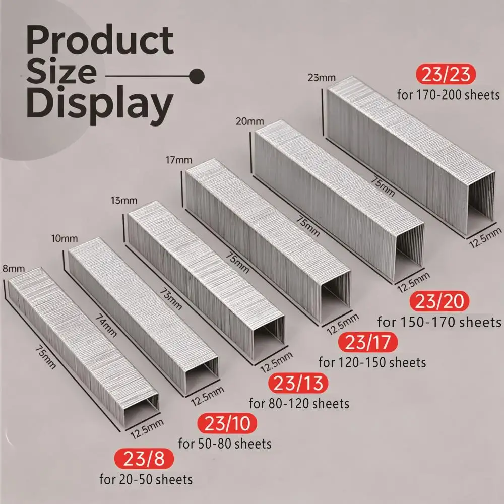 23 Series Heavy Duty Galvanized Staples, Multi Sizes 23/8 23/10 23/13 23/17 23/20 23/23 Stapler Refill Pins, Thick Paper Binding