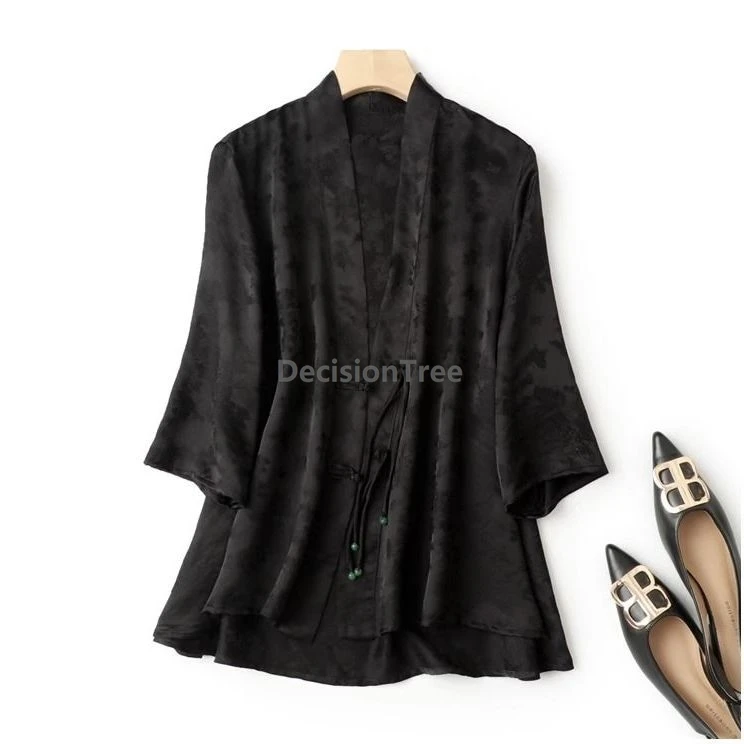 Retro Women Hanfu Top Buckle sun protection Top New Chinese Style Cardigan Summer Casual Versatile Lightweight Streetwear Shirt