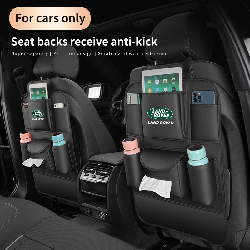 

Car Seat Organizer Seat Back Storage Bag Rear Antikick Pad Land Rover Discovery Evoque Velar Freelander Range Rover SVR Defender