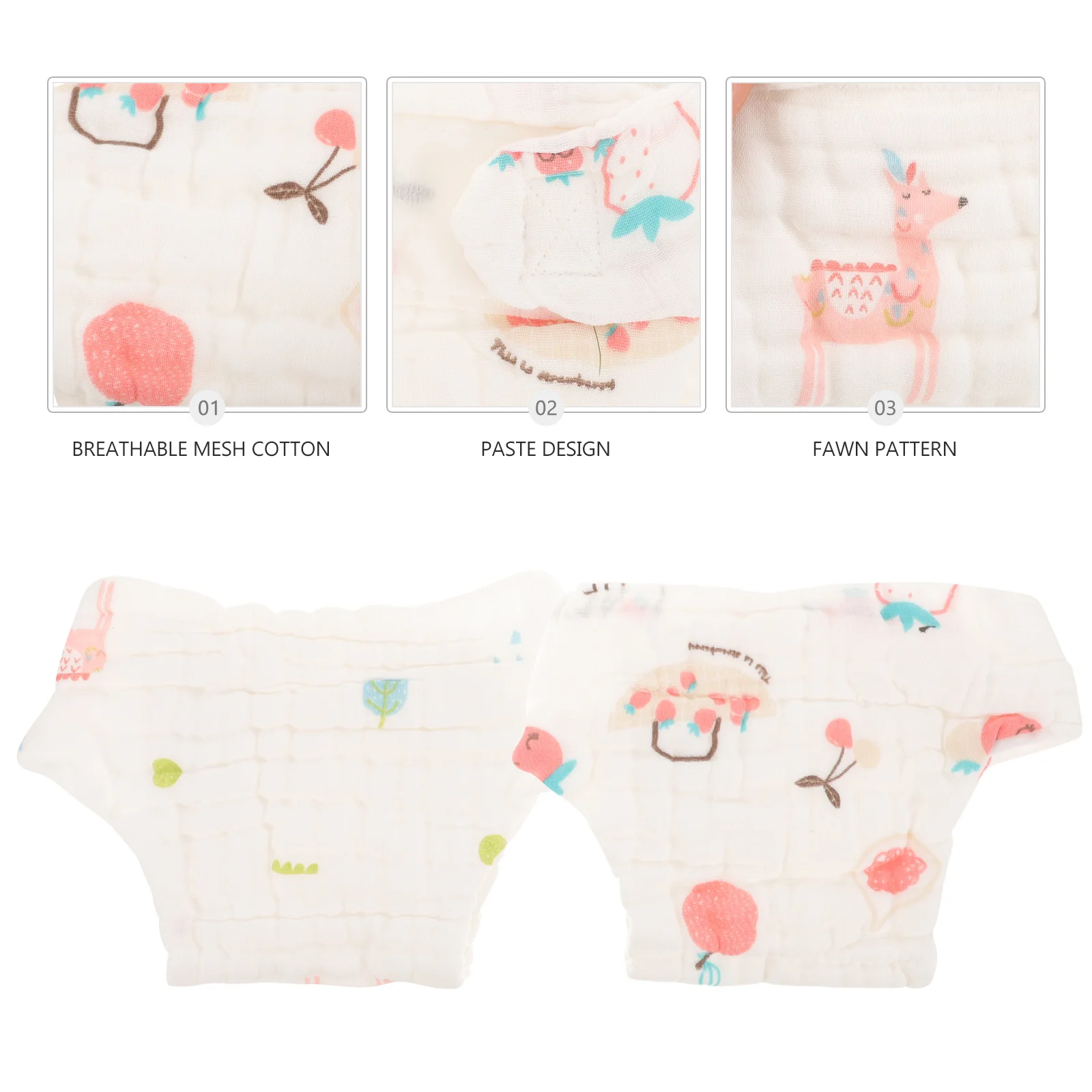 

2 pcs Cotton Baby Diaper Pants Reusable Washable Absorbent For Newborn Infant Girl Travel Outdoor Use Lightweight Soft Cloth