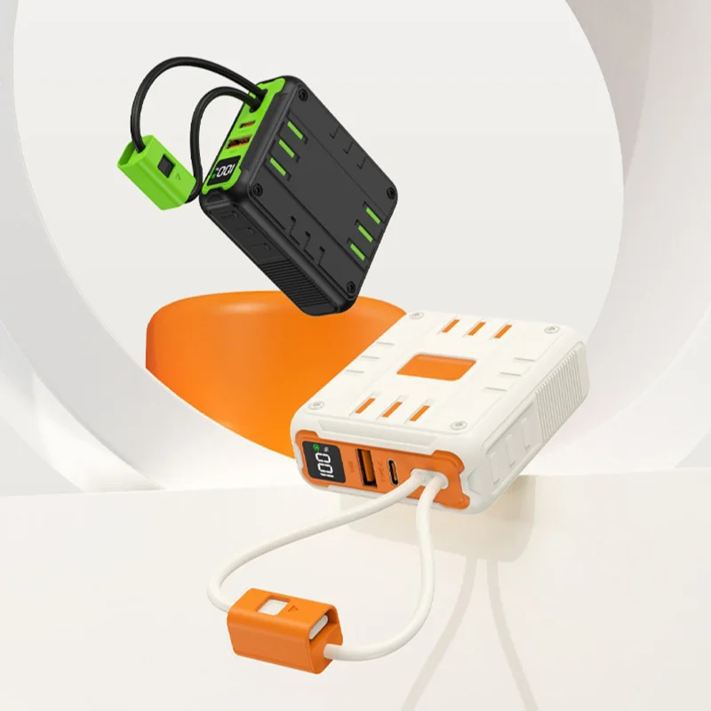 بنك طاقة جديد بقدرة 50000 مللي أمبير في الساعة مع كابل مدمج بسعة كبيرة وشحن سريع للغاية وبنك طاقة متنقل مدمج ومحمول