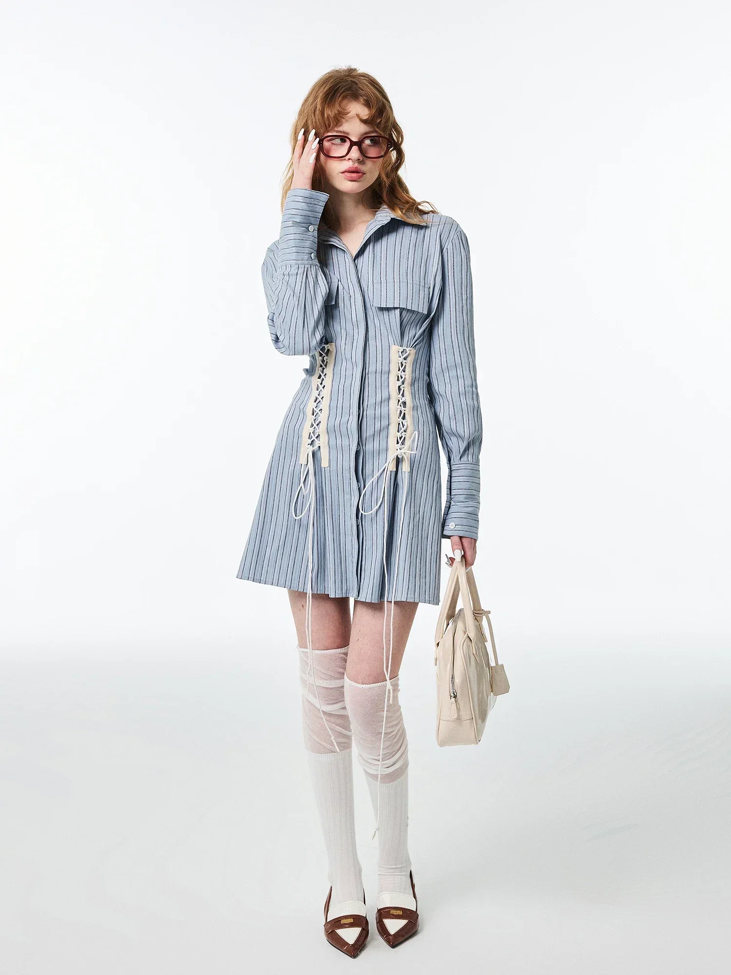 วินเทจลายหวานสไตล์สายรัดออกแบบปกชุด A-Line ลดน้ําหนักเอวแน่นชุดเซ็กซี่