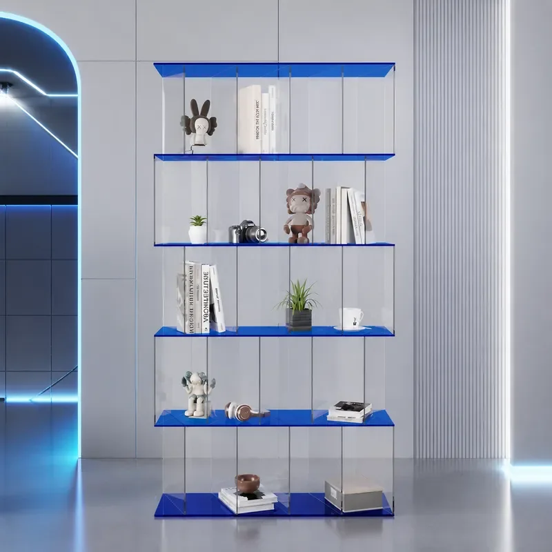 Acrylic Transparent Bookcase Floor Shelf Figure Solid Wood Wall Storage Bookshelf Environmental Protection