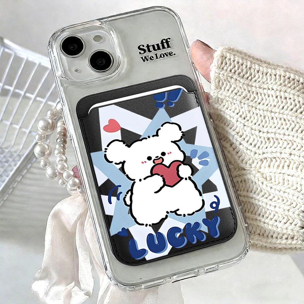 Lucky Puppy Leder-Kartenetui Handyhülle Kartenhalter für Magnetische Hülle Geeignet für alle iPhone Magsafe Karten-Handy-Rückseiten-Taschen – Detail 4