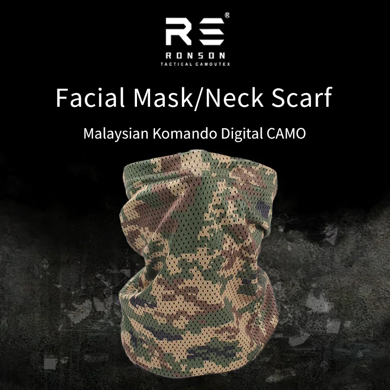 Malaysian Komando Digital Camouflage Printed Polyester Mesh Neckerchief Outdoor Riding Mask Sun Protection Face Cover Headscarf