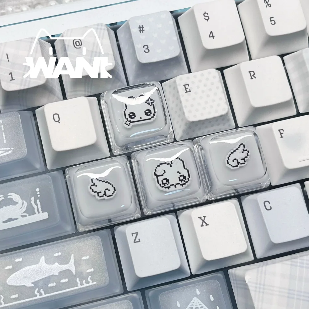 Pixel Rabbit Theme Keycaps Set XDA Profile Custom Original Handmade Light-transmitting for Mechanical Keyboard Accessories DIY