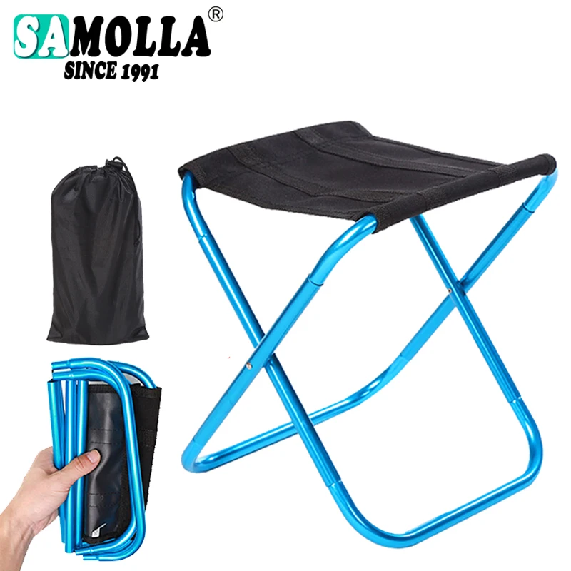 Outdoor Folding Stool For Fishing Hiking Picnic Camping Ultra-Compact Folding Stool - Lightweight Aluminum Frame