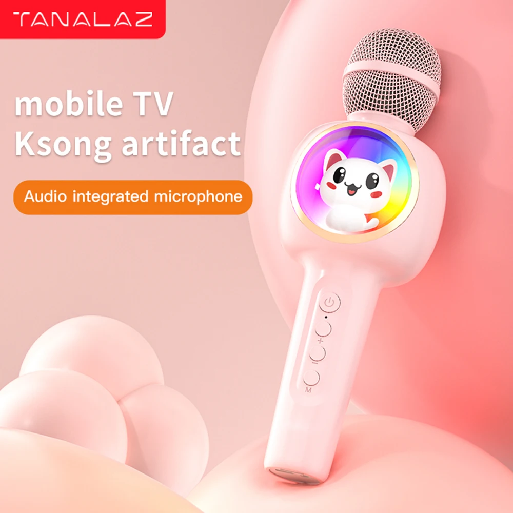 TANALAZ K55 Karaoke Microphone Bluetooth Wireless Professional Dynamic Mic Portable Singing Machine for Home KTV Party Kid Gifts