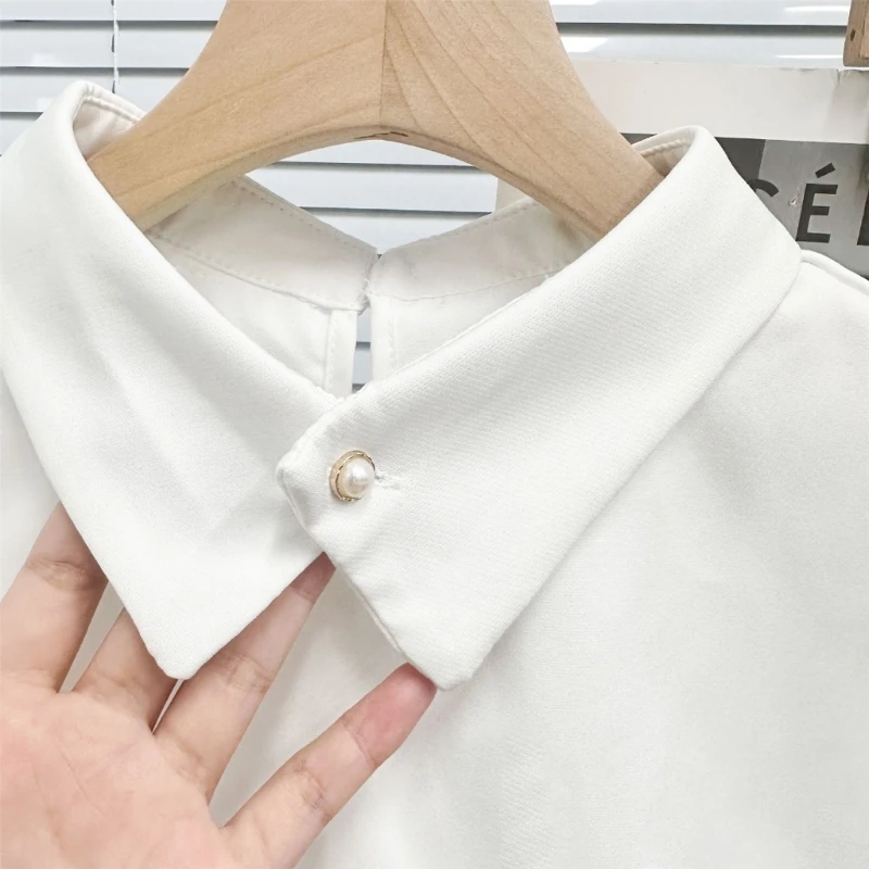 Elegant Insert Half Top Collar Pearl Collar Blouse Lapel Half Shirt Collar