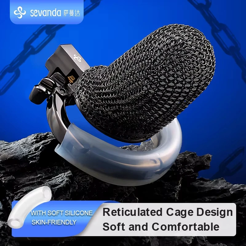 Adjustable Metal Chastity Cage for Men with Honeycomb Design Cock Cage Lock Device, Male Anti Cheating Penis Adult Toy Device