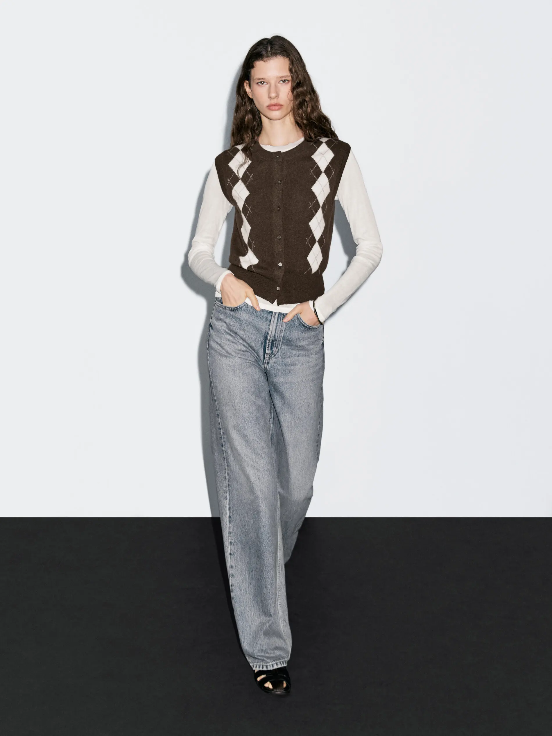 

Вязаный жилет в стиле ретро American College Sle с ромбовидным узором, круглый женский модный осенне-зимний свитер Ne Svel