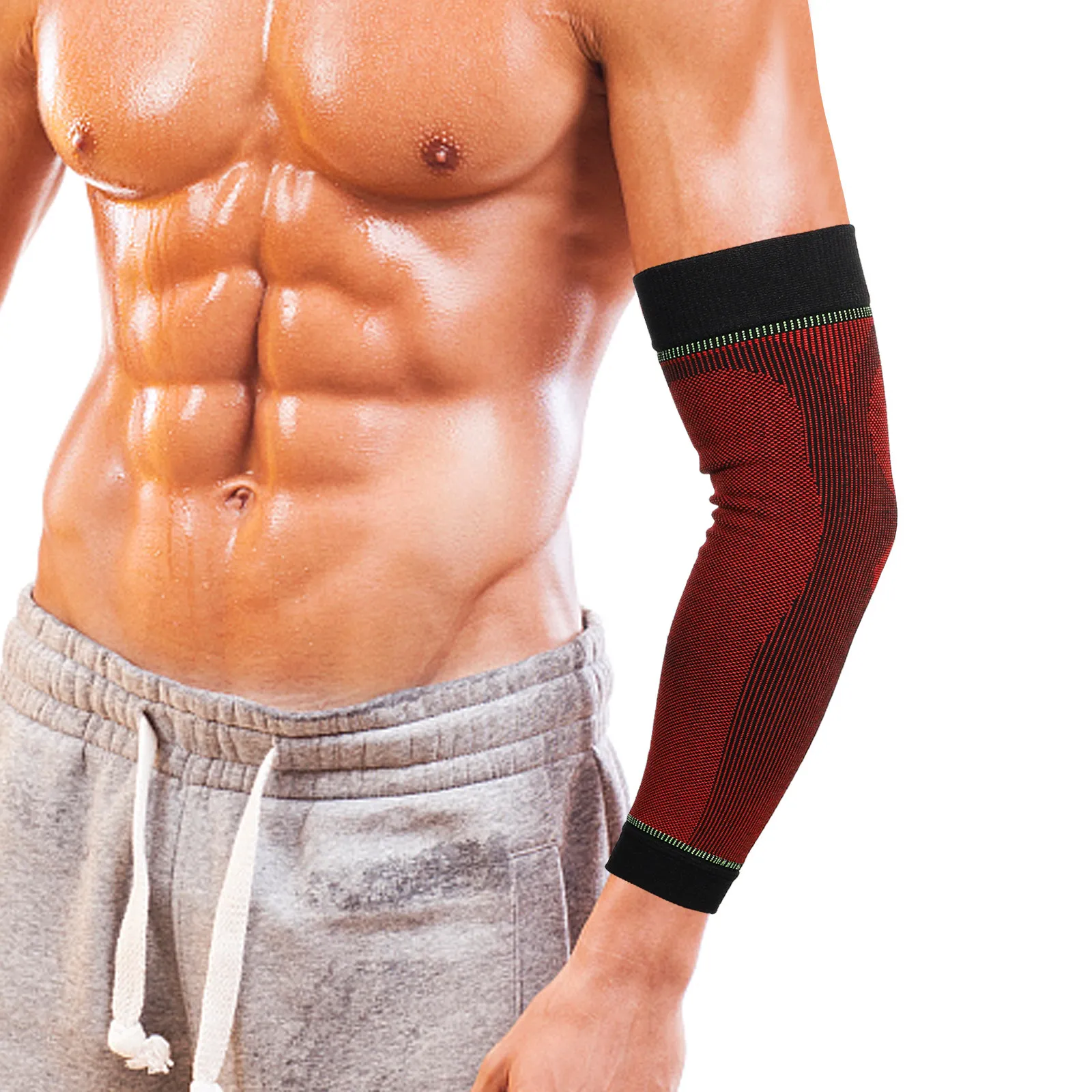 

1Pair Elbow Compression Sleeves High Elastic Elbow Support Brace Pain Relief Sports Muscle Recovery Protector for Basketball
