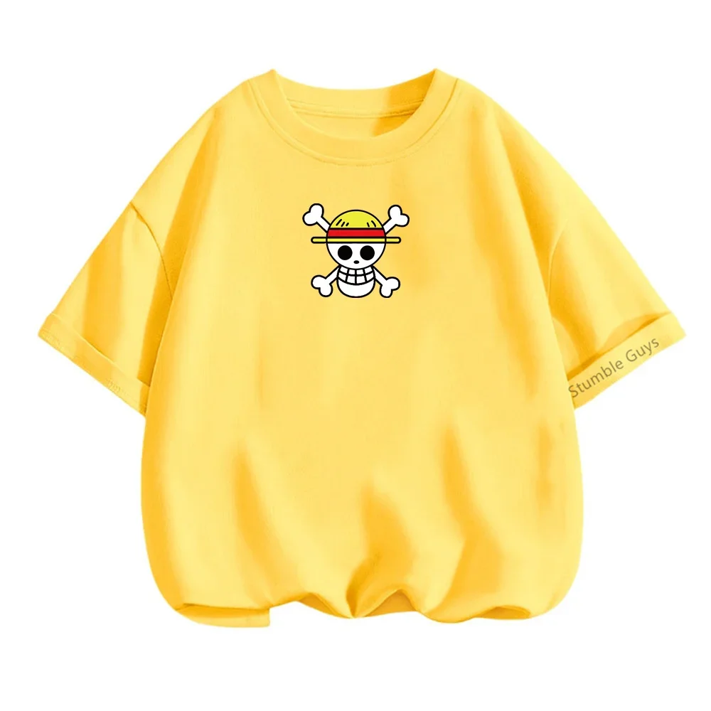 Camiseta Luffy Anime infantil, roupa de criança, Tops de manga curta para menino, T-shirt, roupa de menino, verão, novo, 1 pc, 2022