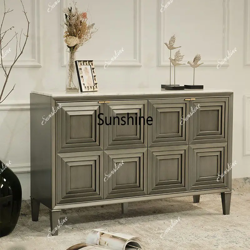 

American light luxury solid wood porch cabinet modern simple entrance foyer storage side