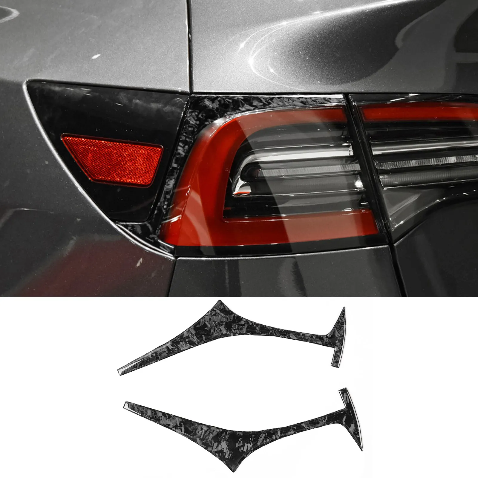 

Forged Carbon Fiber Rear Tail Lamp Headlight Eyebrow Trim For Tesla Model 3/Y