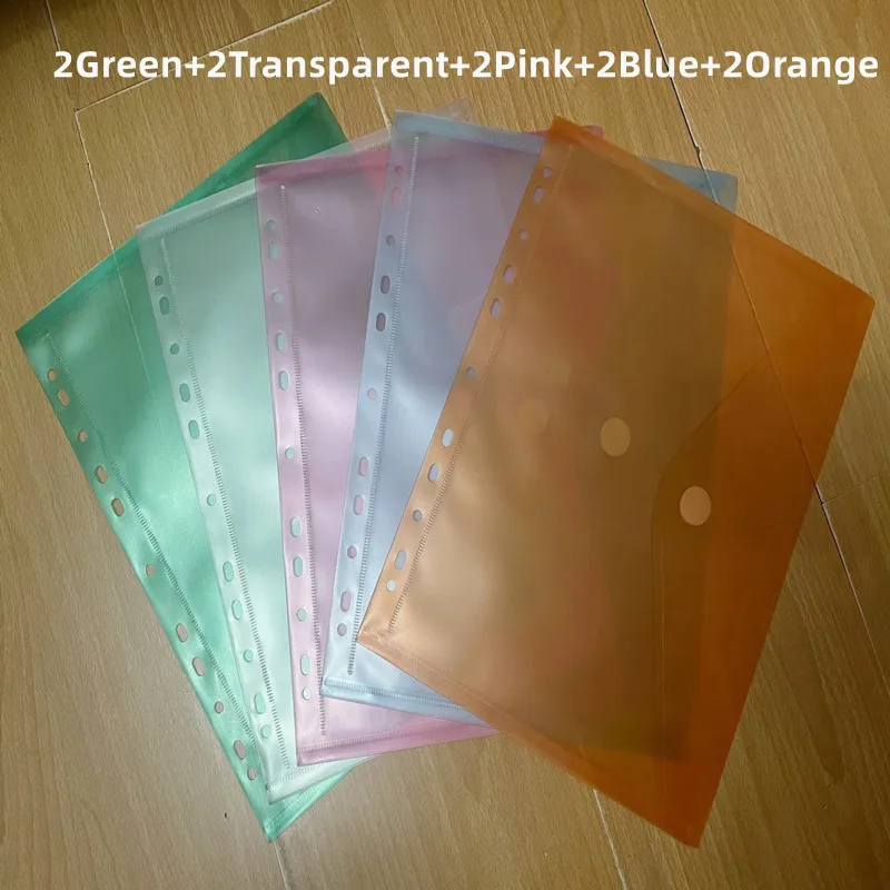 10PCS A4 แฟ้มกระเป๋าแฟ้มหลวมสํานักงานเครื่องเขียนนักเรียนขนาดใหญ่ความจุกันน้ําเอกสาร